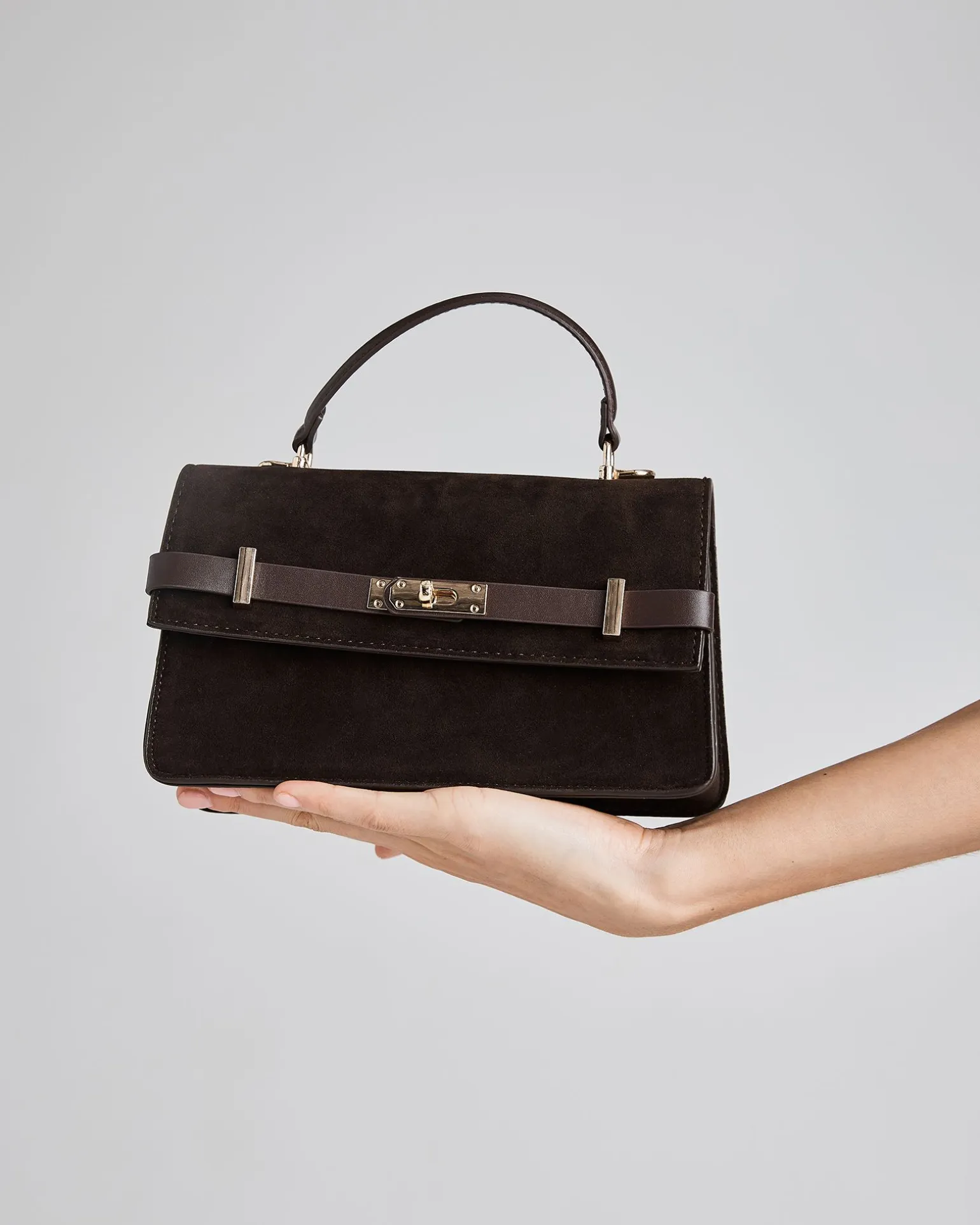 ACHILLES ESPRESSO SUEDE TOP HANDLE BAG
