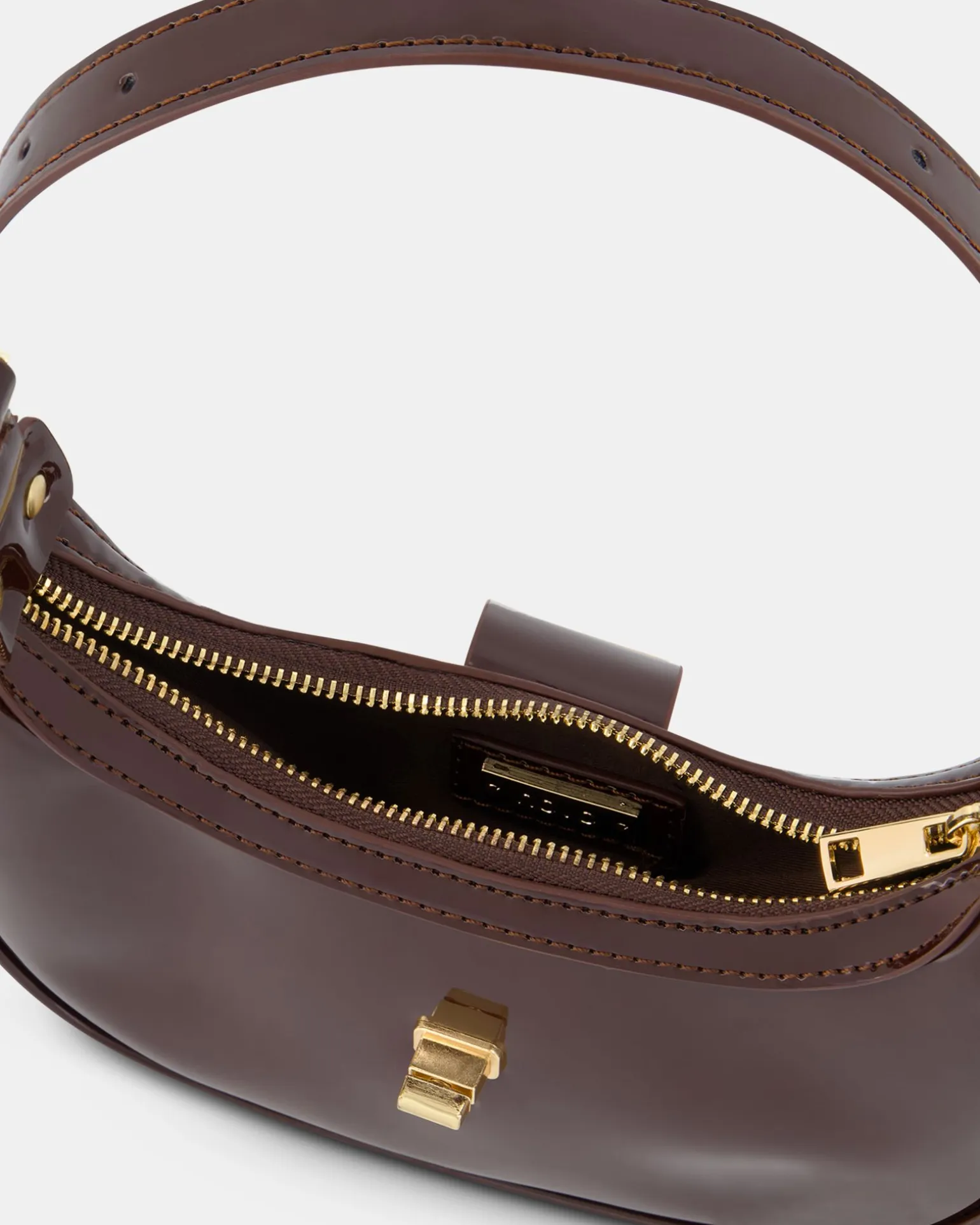 AERYS ESPRESSO PATENT SHOULDER BAG