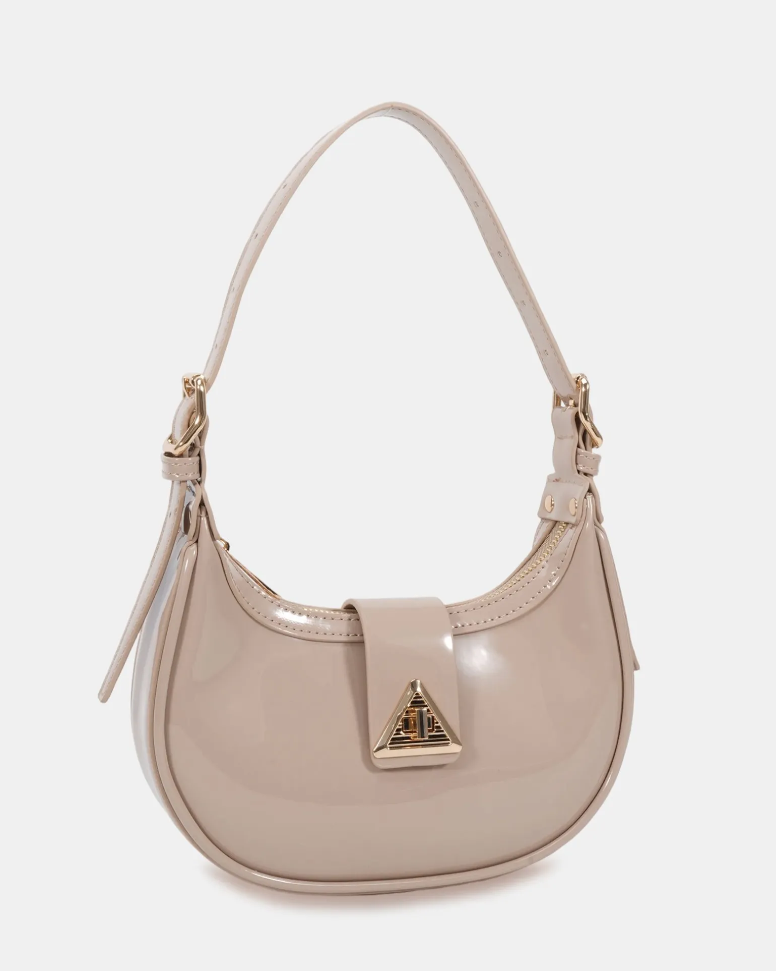 AERYS NEUTRAL PATENT TOP HANDLE BAG
