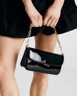 ALORA Black Patent SHOULDER BAG