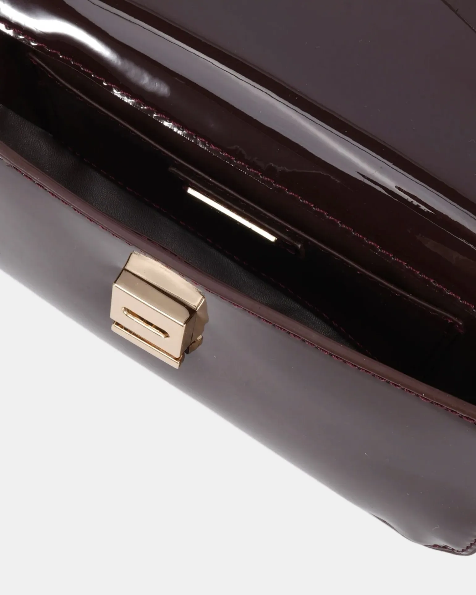 ALORA ESPRESSO PATENT SHOULDER BAG