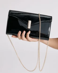 ALYSSE Black Patent Clutch
