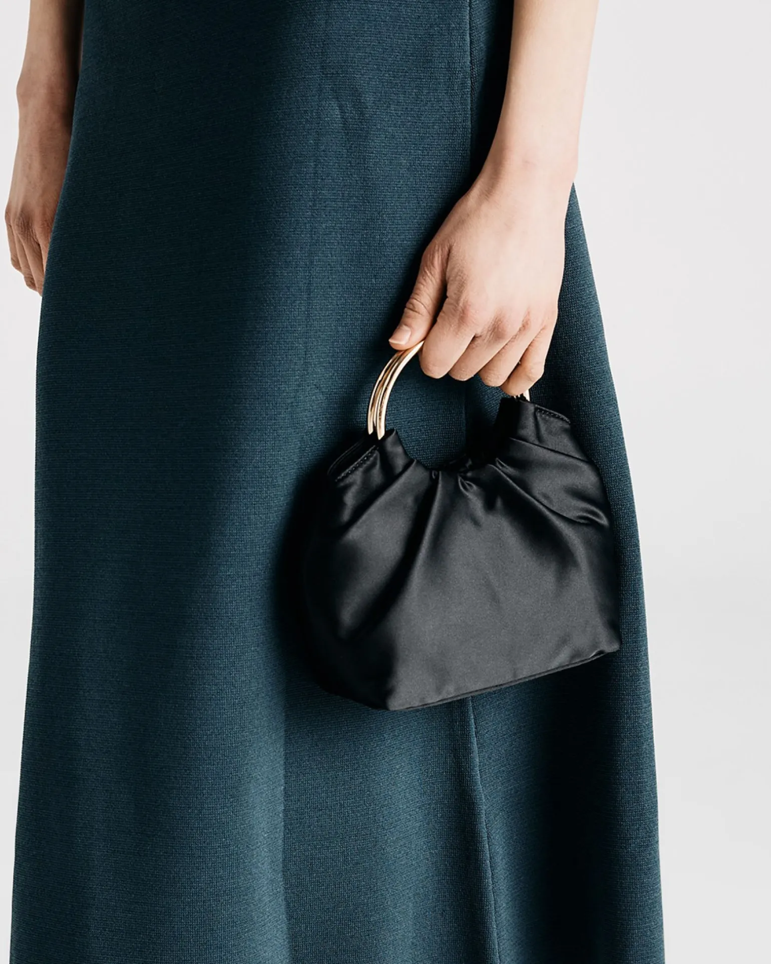 AMORI Black Satin SHOULDER BAG