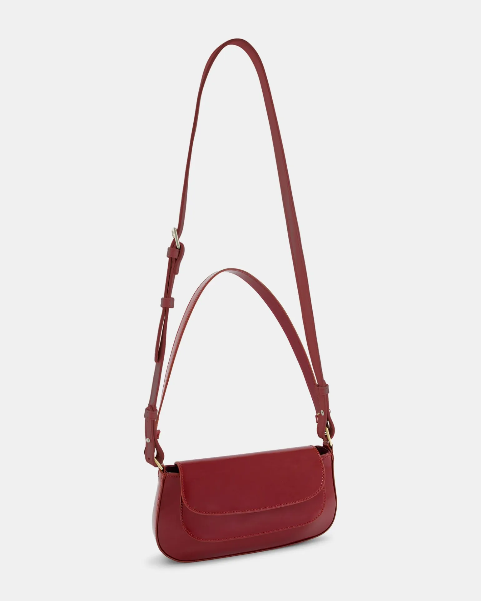 ARMAS DEEP RED PATENT SHOULDER BAG