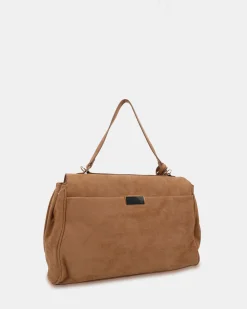AUGUSTUS TAN SUEDE TOP HANDLE BAG