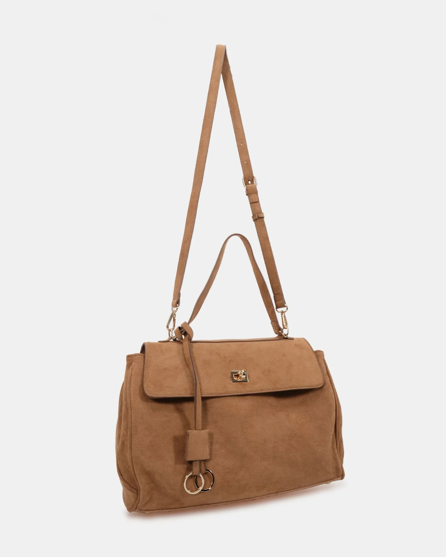 AUGUSTUS TAN SUEDE TOP HANDLE BAG