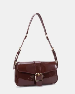 AYELET PLUM PATENT SHOULDER BAG