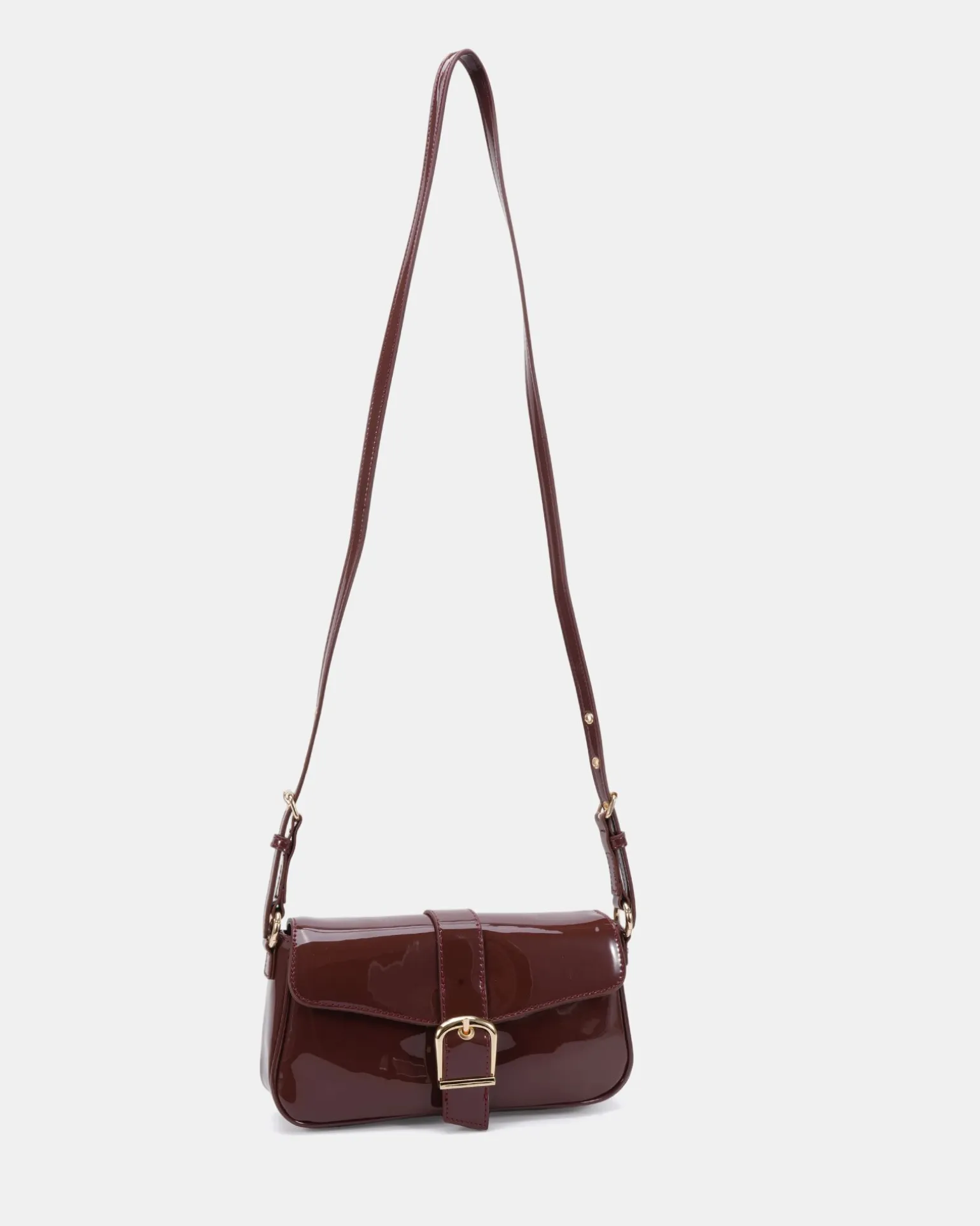 AYELET PLUM PATENT SHOULDER BAG
