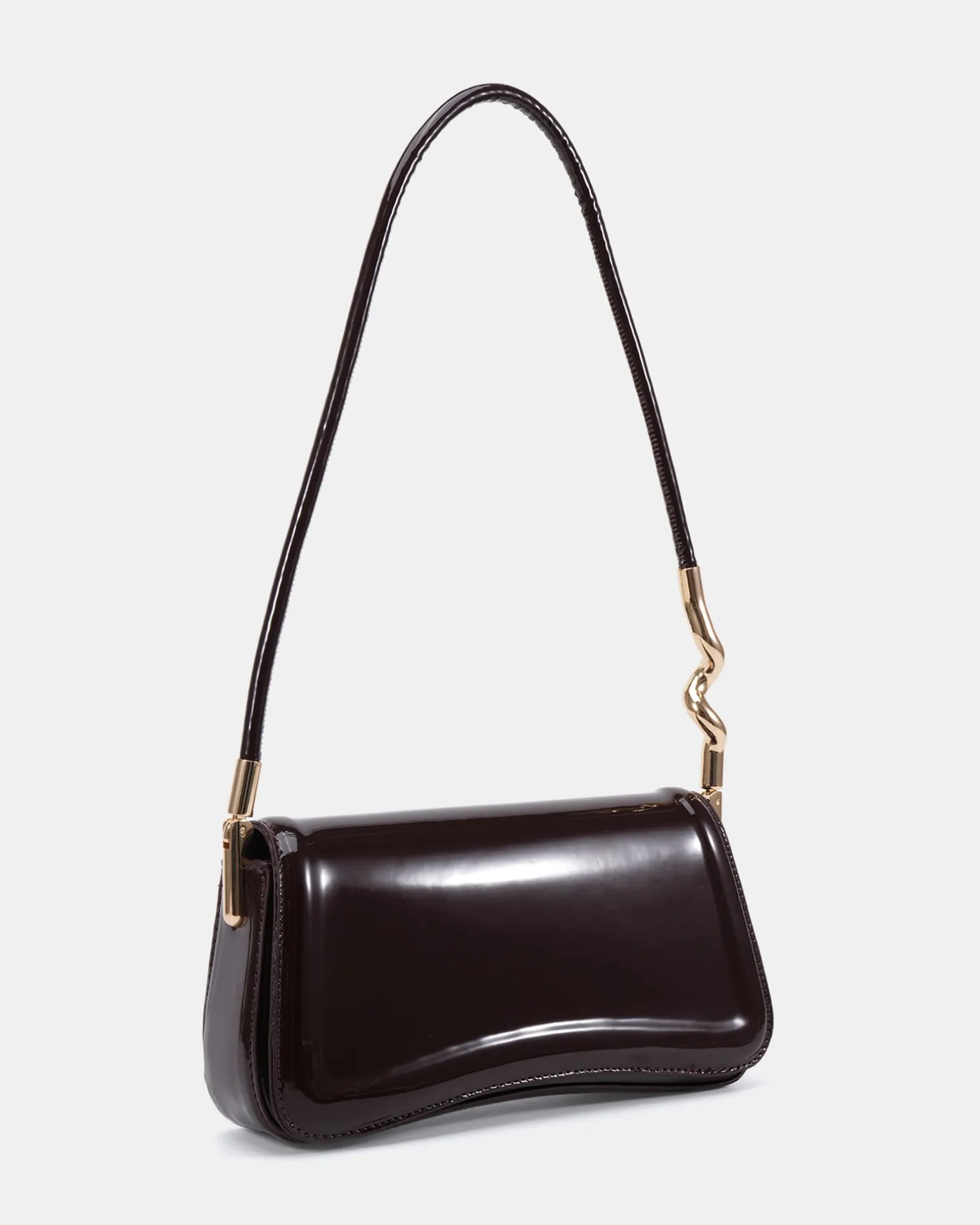 AYRA ESPRESSO PATENT SHOULDER BAG