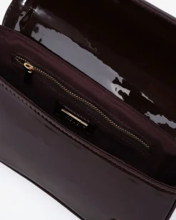 AYRA ESPRESSO PATENT SHOULDER BAG