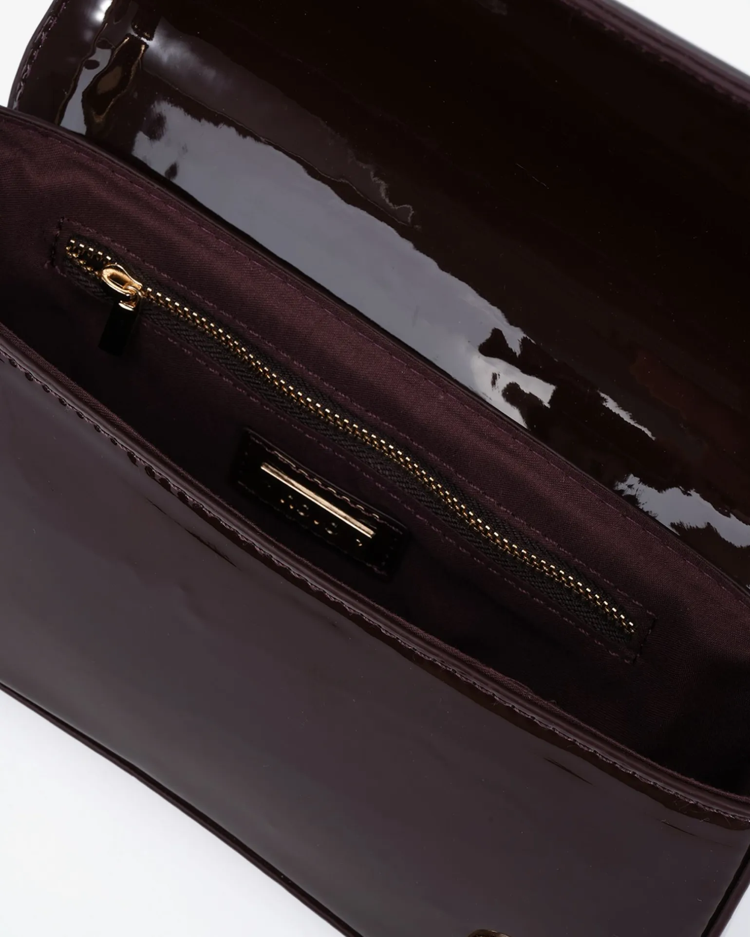 AYRA ESPRESSO PATENT SHOULDER BAG