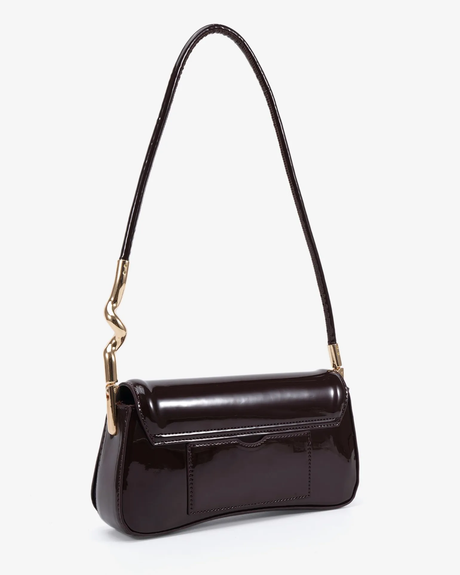AYRA ESPRESSO PATENT SHOULDER BAG