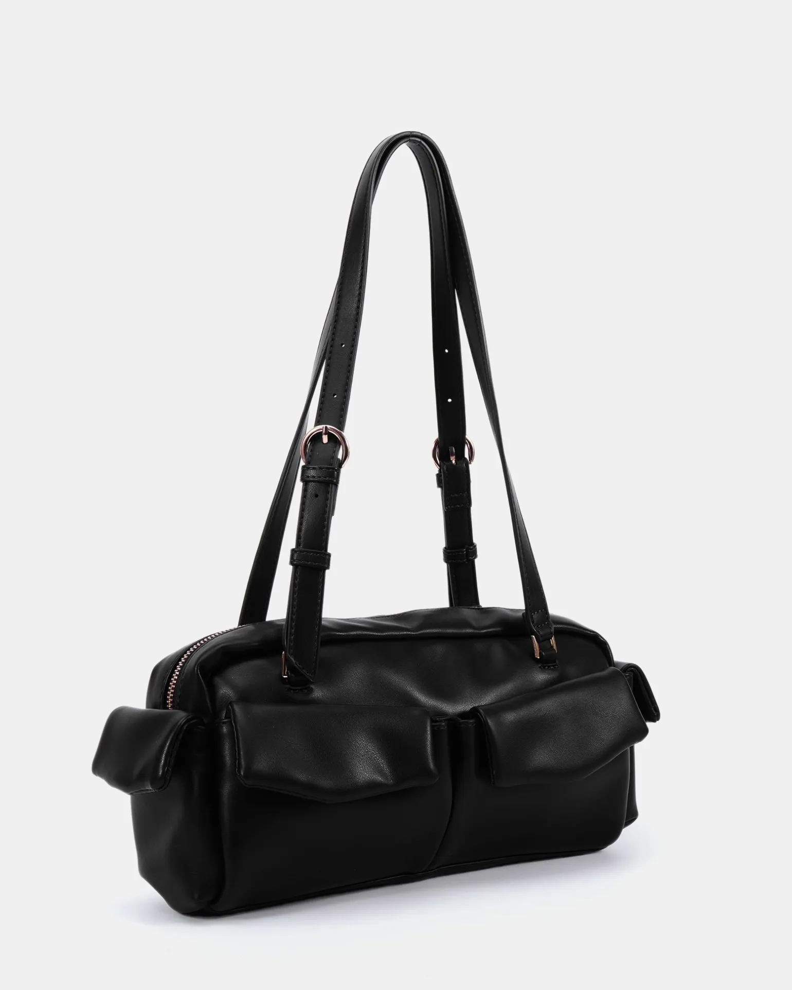 AYVA BLACK CRINKLE SHOULDER BAG
