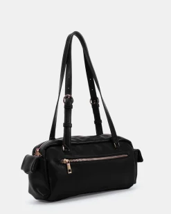 AYVA BLACK CRINKLE SHOULDER BAG
