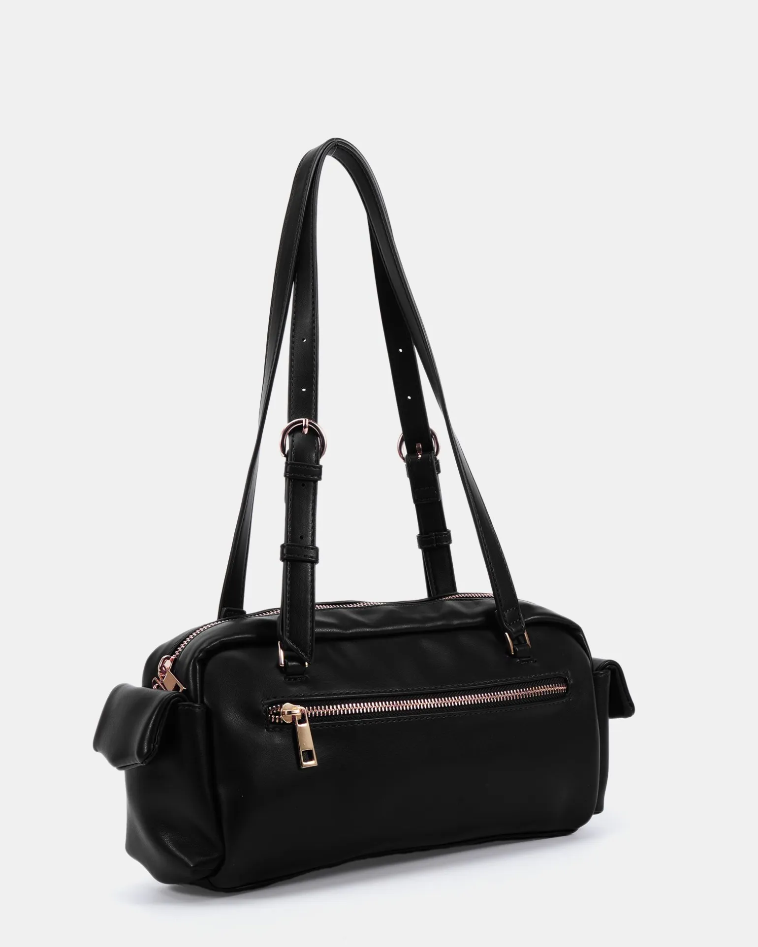 AYVA BLACK CRINKLE SHOULDER BAG