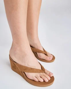BACI Caramel Suede Wedge Sandals