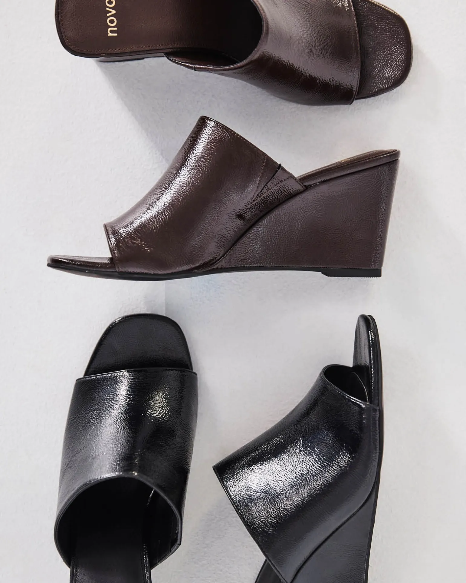 BALISTIC ESPRESSO CRINKLE PATENT Wedge Heels