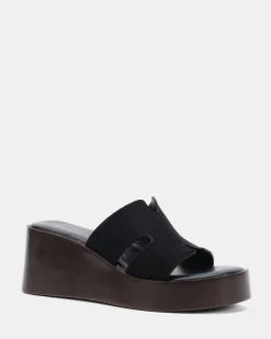 BERM Black Suede Wedge Heels