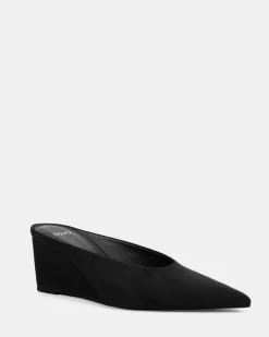 BOND Black Suede Wedge Heels