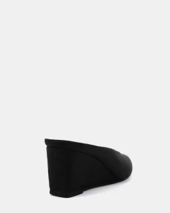 BOND Black Suede Wedge Heels