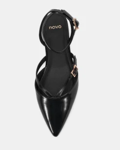 CALANTHE Black Patent Ballet Flats