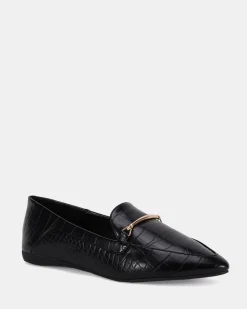 CANTERO Black Croc Ballet Flats