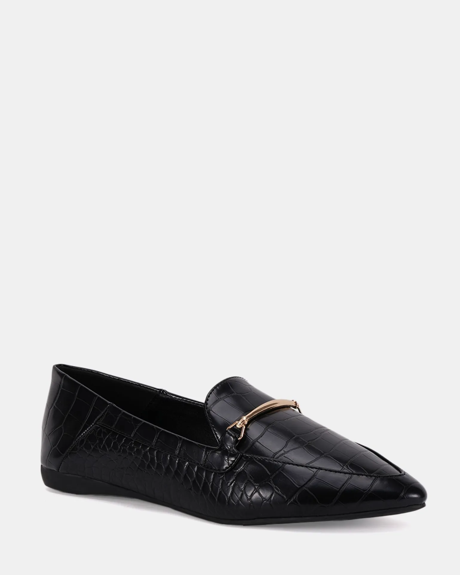CANTERO Black Croc Ballet Flats