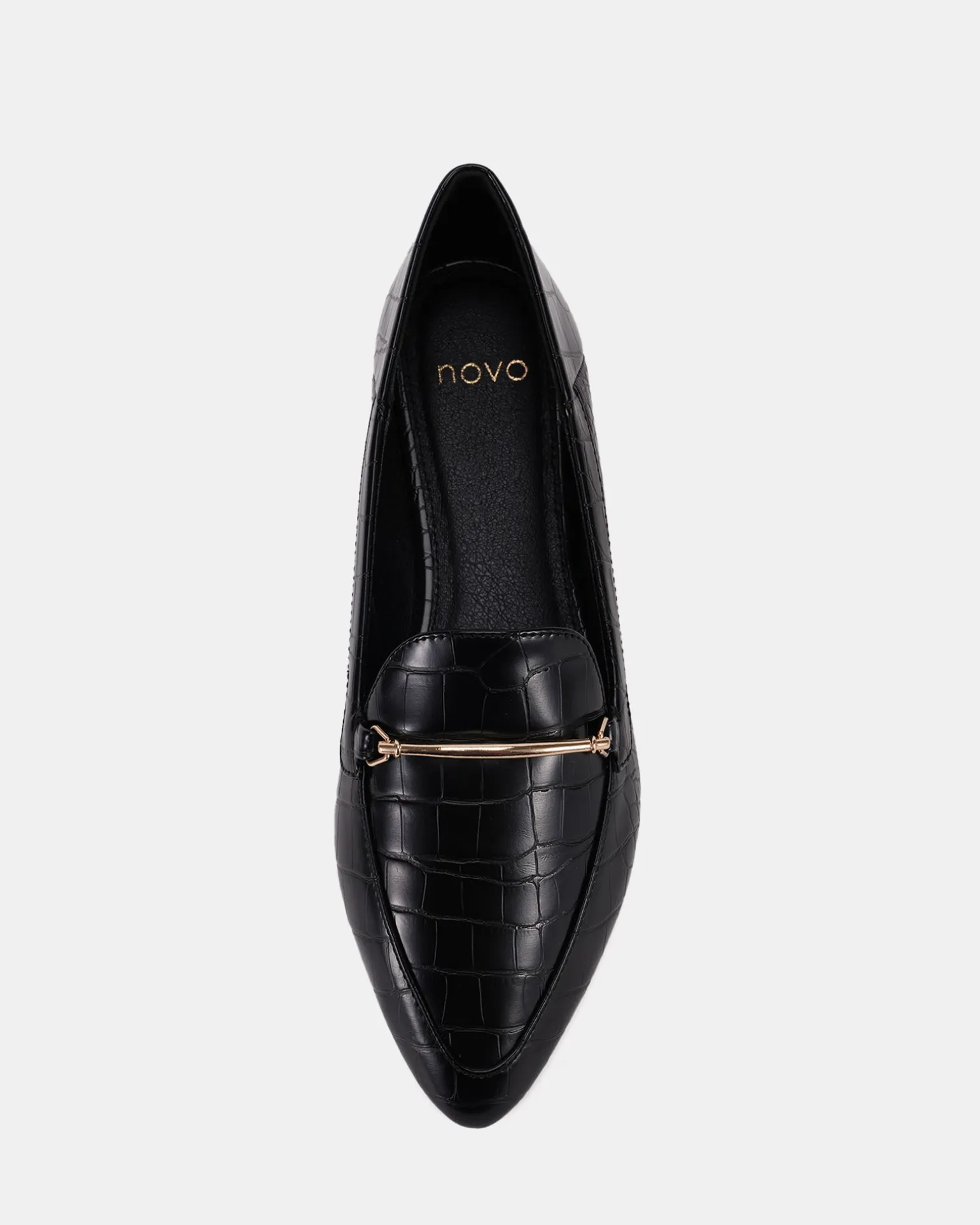 CANTERO Black Croc Ballet Flats