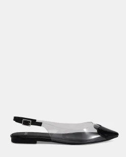 CARESS Black Patent Ballet Flats