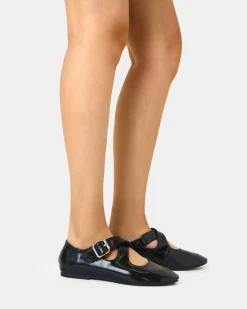 CASORIA Black Patent Ballet Flats