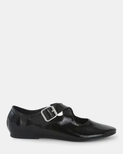 CASORIA Black Patent Ballet Flats
