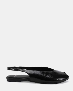 CHADWICK BLACK CRINKLE PATENT Ballet Flats