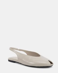 CHADWICK Cream Crinkle Patent Ballet Flats