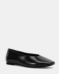 CHEDDAR BLACK CRINKLE PATENT Ballet Flats