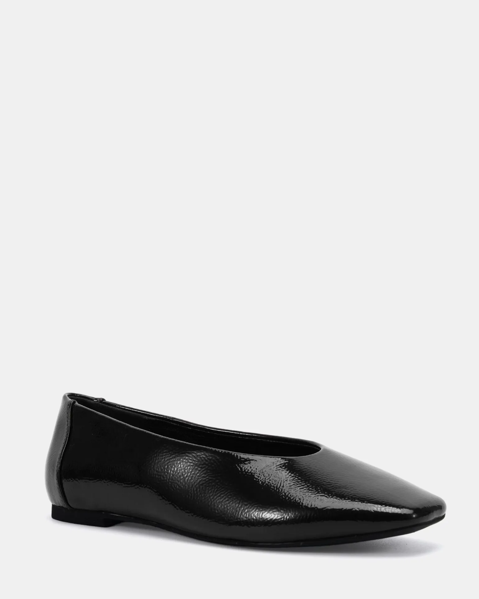 CHEDDAR BLACK CRINKLE PATENT Ballet Flats