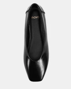 CHEDDAR BLACK CRINKLE PATENT Ballet Flats