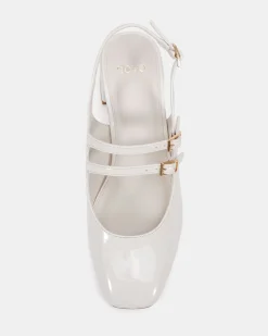 CHIMEZIE White Patent Block Heels