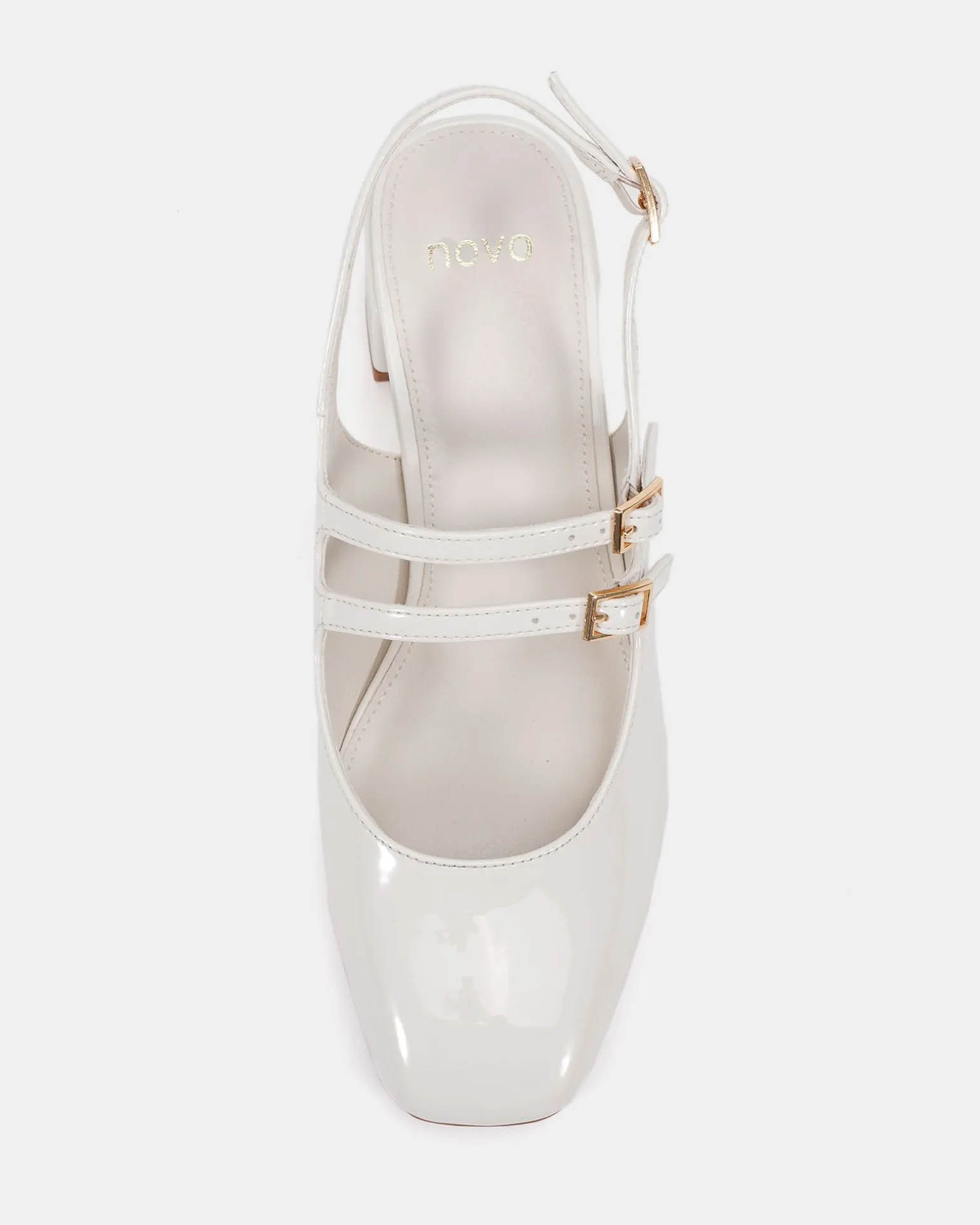 CHIMEZIE White Patent Block Heels