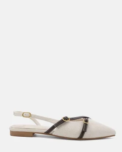 CORBIN Espresso Linen Ballet Flats