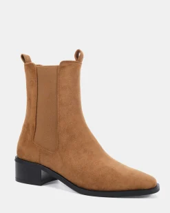 DALTA Caramel Suede Ankle Boots
