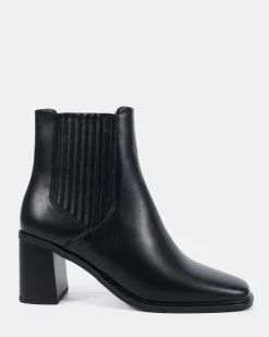 DEFT Black Smooth Heeled Boots