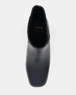 DEFT Black Smooth Heeled Boots