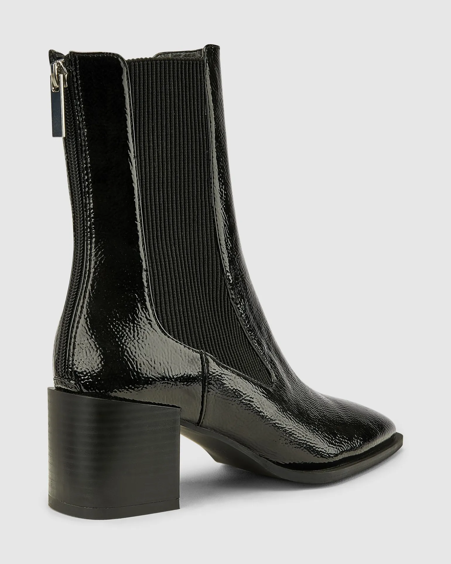DNA Black Patent Ankle Boots