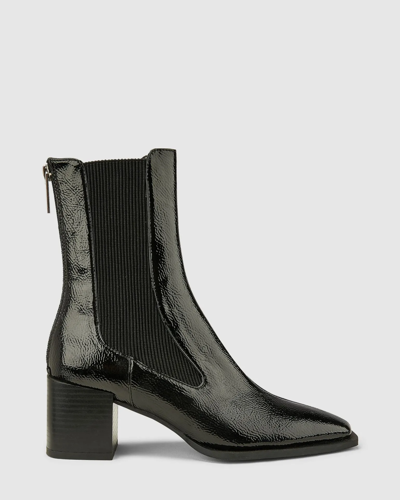 DNA Black Patent Ankle Boots