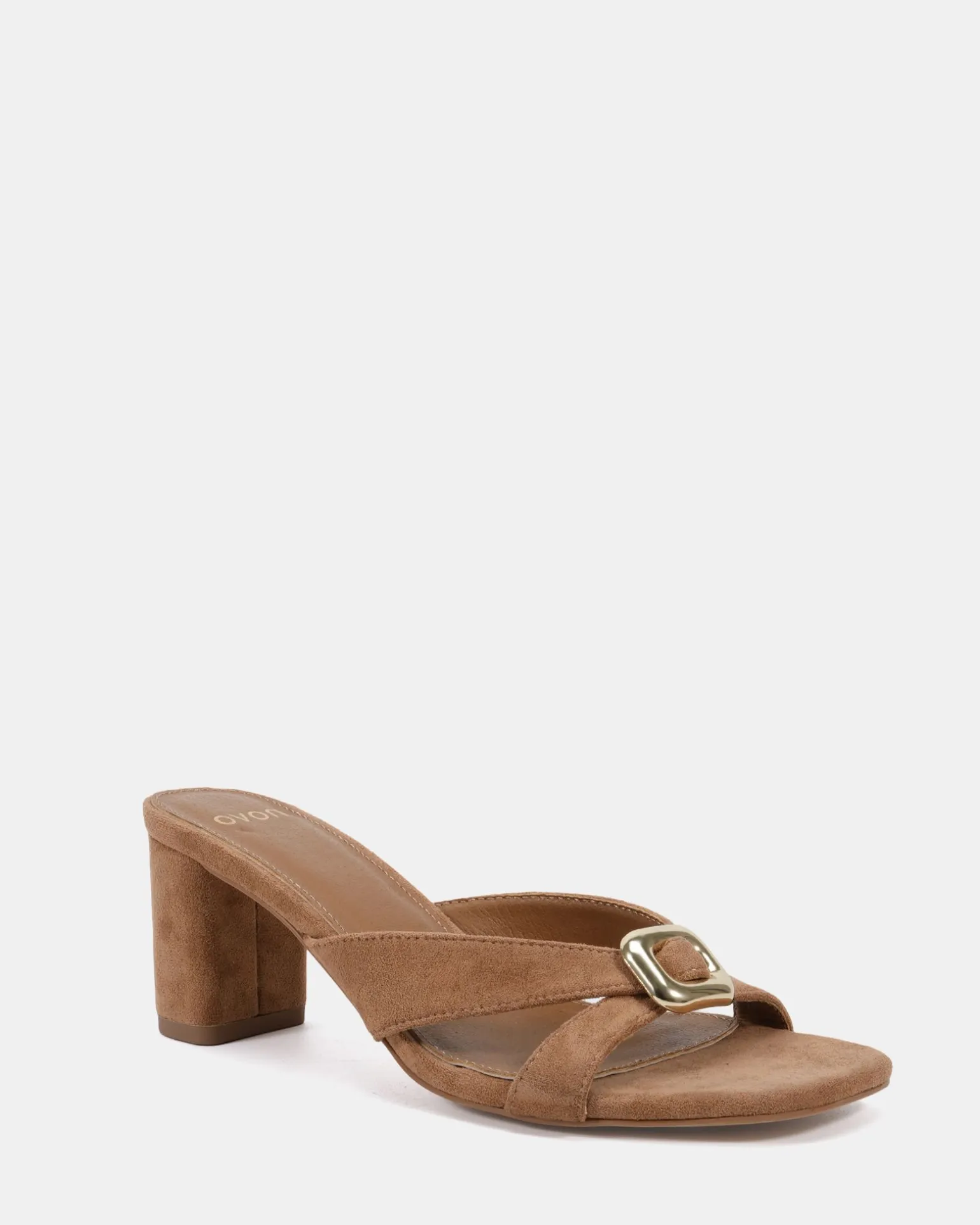 FINNEGAN Caramel Suede Block Heels