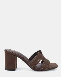 FRANCINE ESPRESSO SUEDE Open Toe Heels