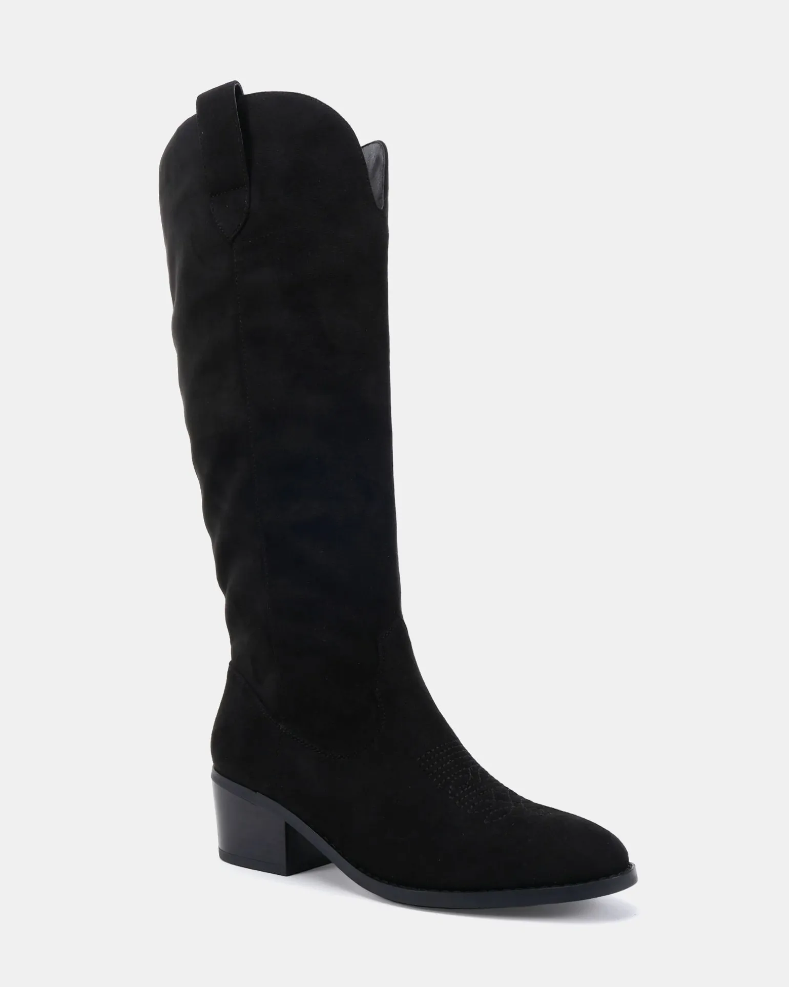 HARLAN Black Suede Long Boots