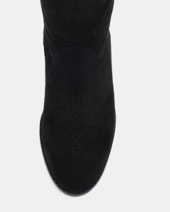 HARLAN Black Suede Long Boots