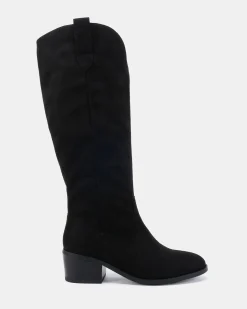 HARLAN Black Suede Long Boots