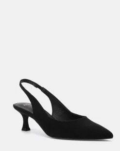 IDINNA Black Suede Low Heels